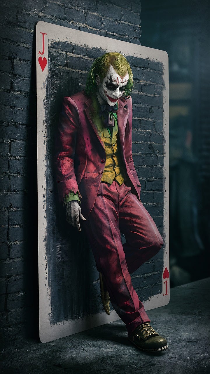 Joker standing in front of a joker card